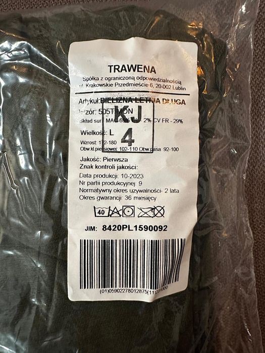 Bielizna długa letnia wojsko polskie MON rozmiar L nowa