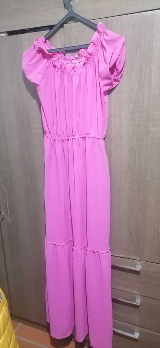 Vestido rosa comprido