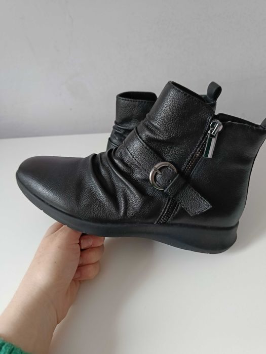 Marks&Spencer 37 nowe botki damskie kozaki skórzane wygodne czarne