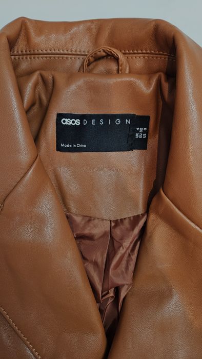 Kurtka Damska Skórzana Asos Brązowa Rozmiar Xs