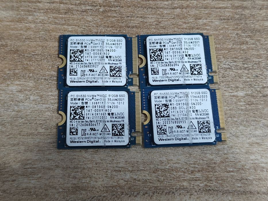 Pakiet 4 dysków SSD WD sn530 512gb cena za całość , dobry stan