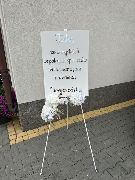 Tablica do kościoła na ślub Tato, że wszystkich spacer
