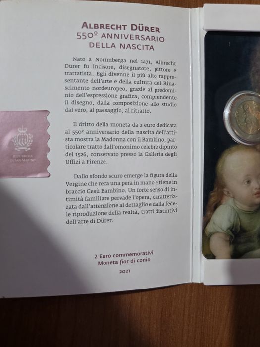 moeda comemorativa de 2 Euros emitida por São Marinho em 2021