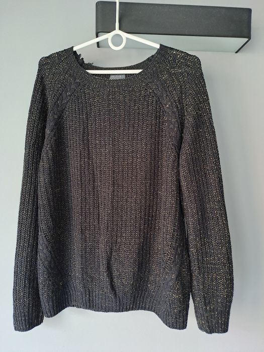 Sweter sweterek czarny z złotą nitką rozmiar XL
