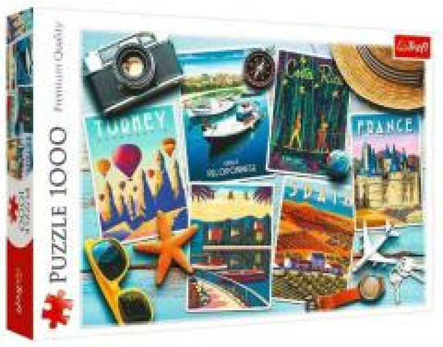 Puzzle 1000 Wakacyjne pocztówki TREFL pudełko,272x405 mm