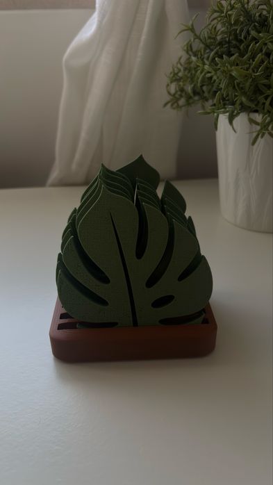 Conjunto de porta copos - Folha de Monstera (costela de Adão)