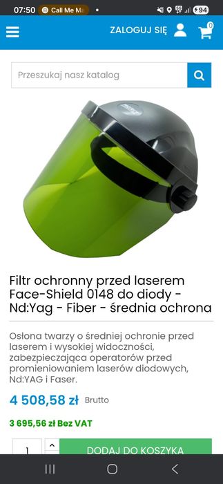 Filtr ochronny przed laserem Protect laser