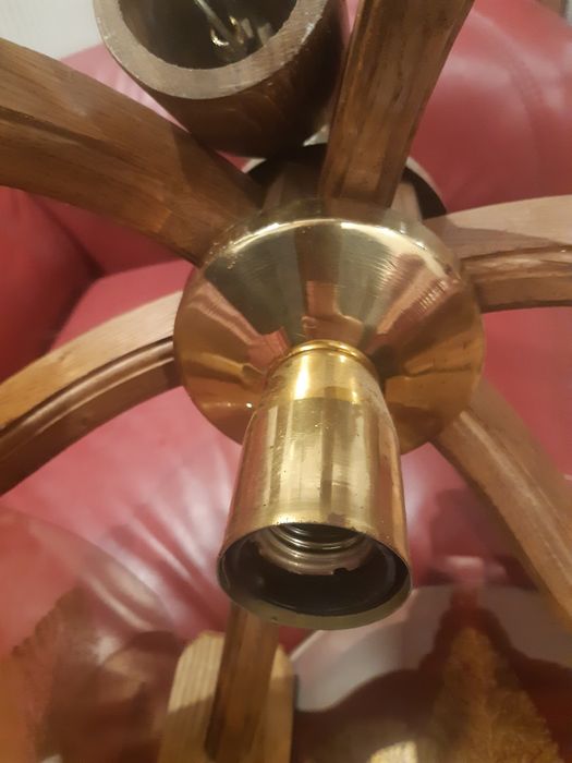 Lampa sufitowa drewno/ szkło