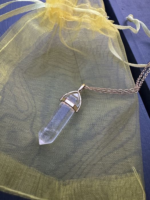 Naszyjnik pozłacany wisiorek kryształ górski By Dziubeka