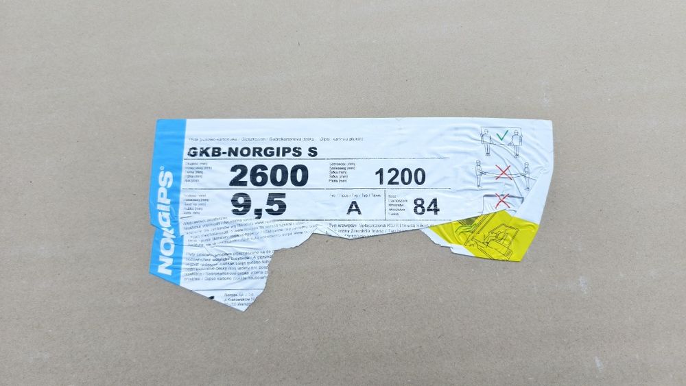 Płyta GKB-NORGIPS S 2600x1200x9,5mm