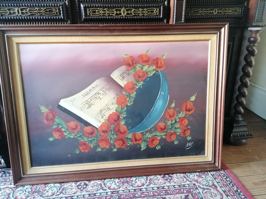 Quadro pintado a óleo valsa das rosas