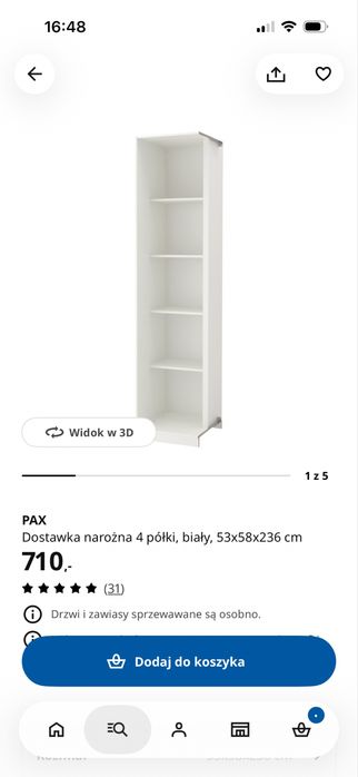 Dostawka narożna do szafy Pax ikea