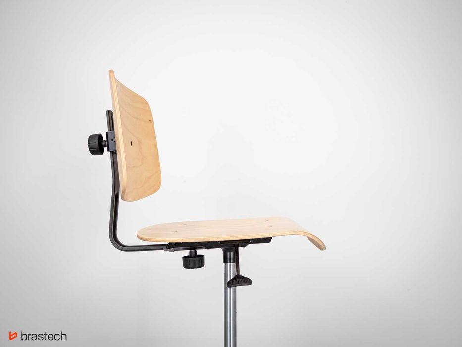 Krzesło warsztatowe, sklejka bukowa, wysokie, lakierowane