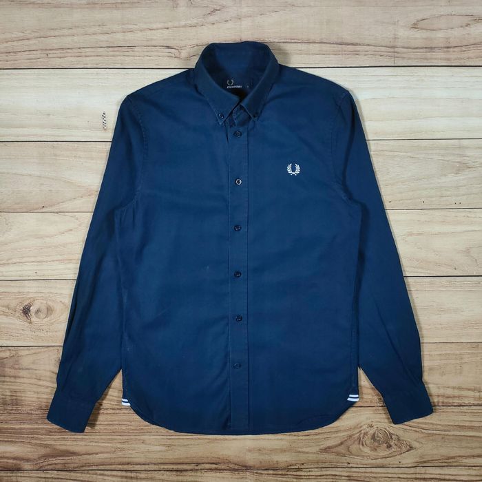 FRED PERRY Koszula Męska Granatowa Logowana r. S