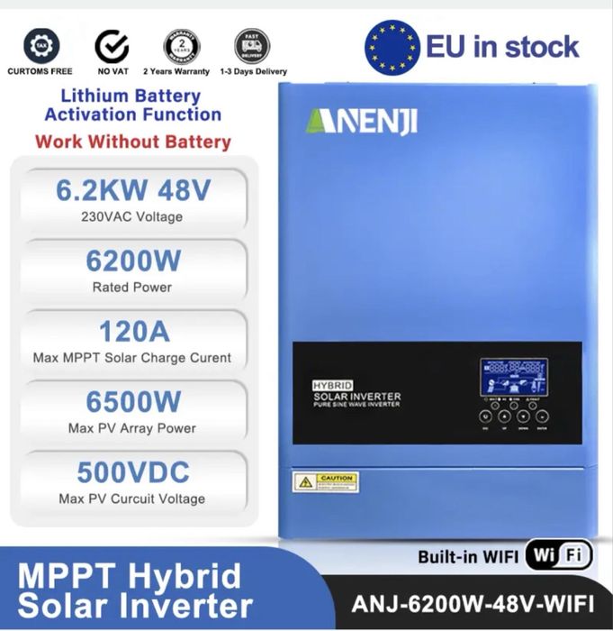 Гібридний інвертор 6.2 квт 48В оновлена модель 2025р остання прошивка