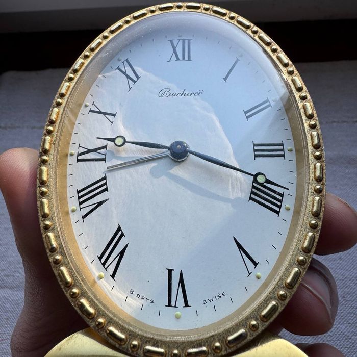 Zegar budzik Szwajcarski Bucherer 8 Days lata 50-60 te