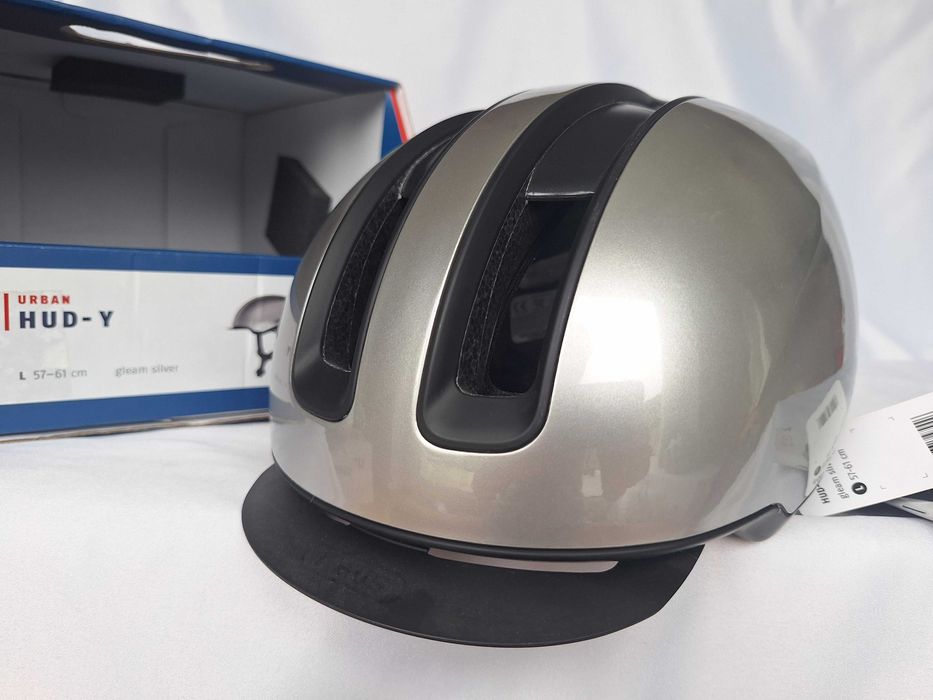 Kask rowerowy Abus Urban Hud-y LED Gleam Silver L 57-61cm
