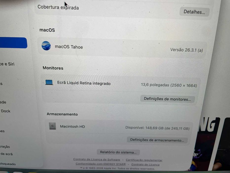 Macbook M2 8GB 13,6 polegadas 2022