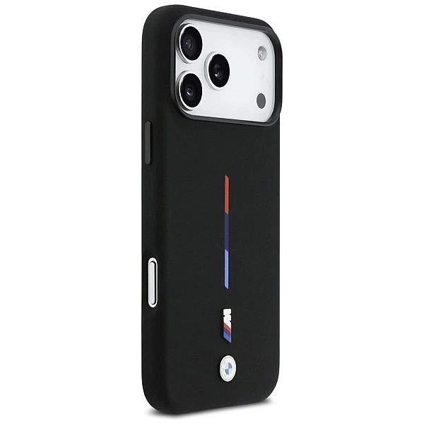 Etui BMW M Silicon Tricolor Line MagSafe na iPhone 17 Pro Max - czarne