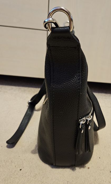 Ryłko torebka czarna listonoszka 100% skóra naturalna