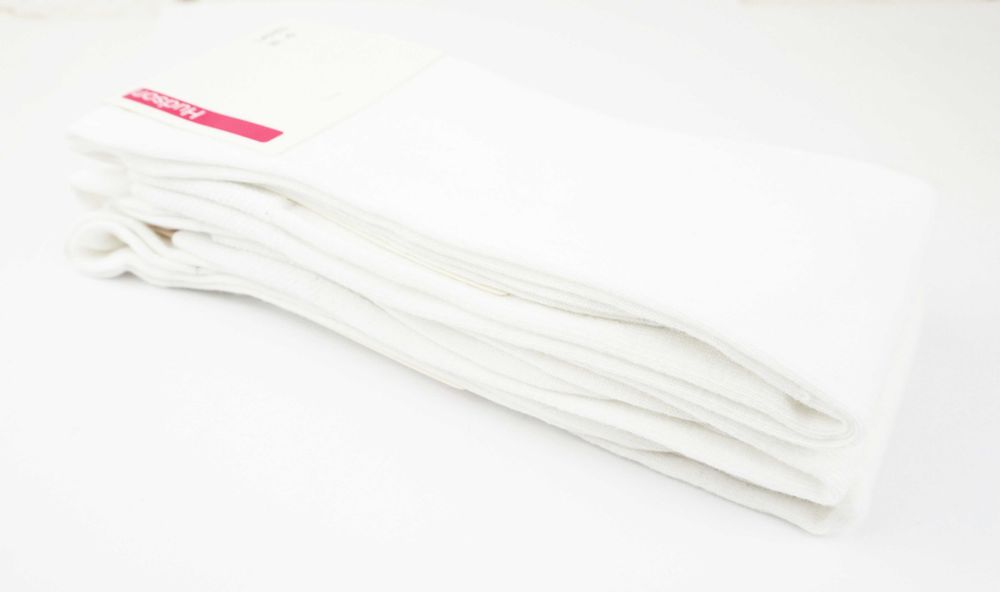 3X Bawełniane ciepłe podkolanówki HUDSON RELAX COTTON białe 39-42 -65%