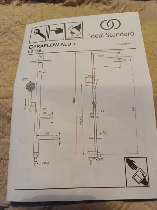 Zestaw prysznicowy ścienny Ideal Standard Ceraflow ALU+