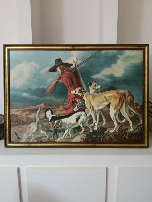 Quadro réplica de Adriaen Carnelisz Beeldemaker com moldura em madeira