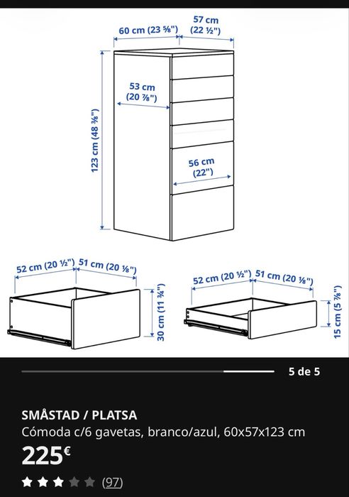 Comoda SMASTAD rosa e branca