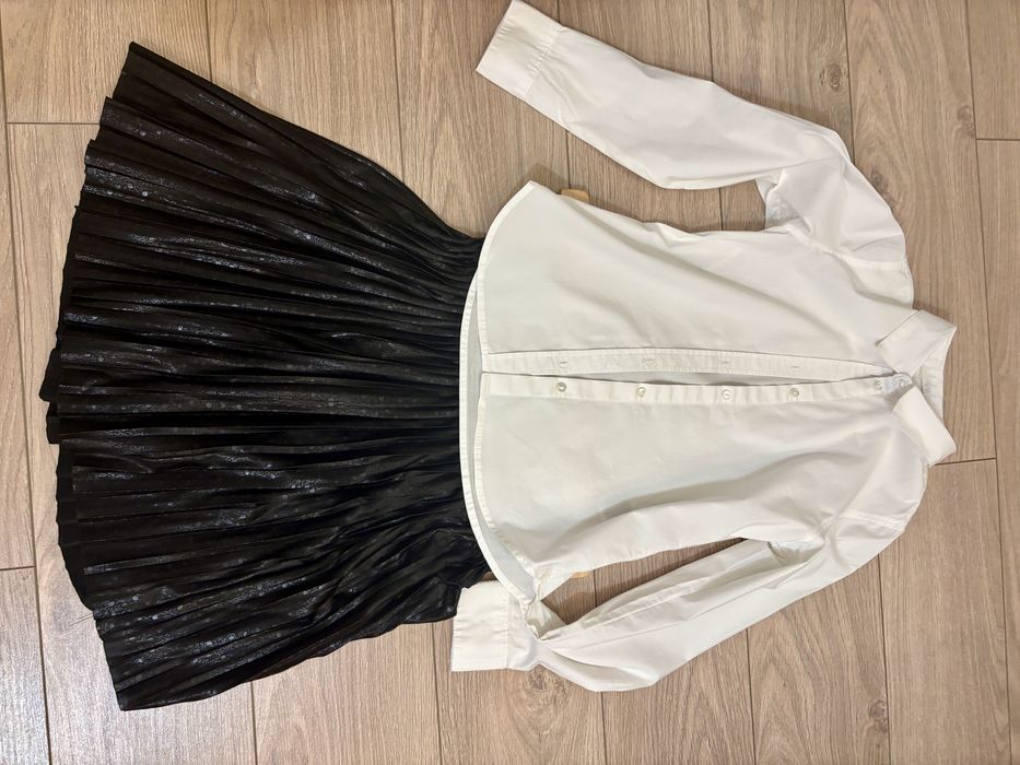 Koszula biala i czarna spodnica dla dziewczynki