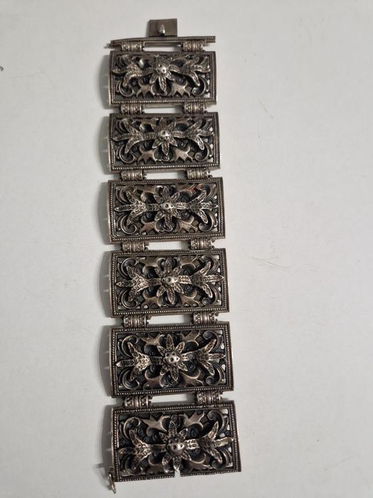 Stara Srebrna Bransoleta 925 Bransoletka 134g Vintage Filigran