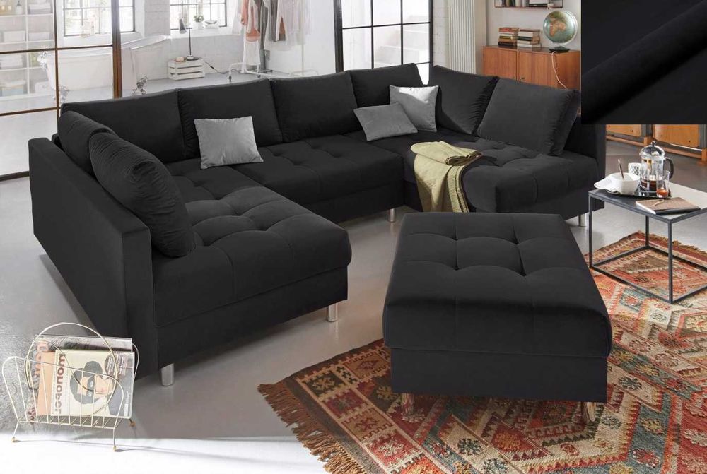 Elegancki narożnik do salonu z funkcją spania i pufą-Producent