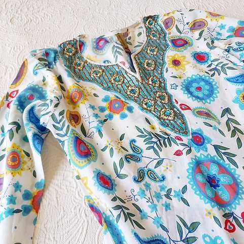 Vestido / Camisa longa branca e azul