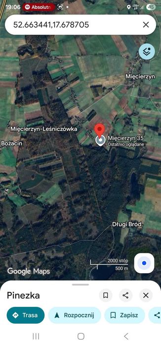Działka Mięcierzyn gmina Rogowo
