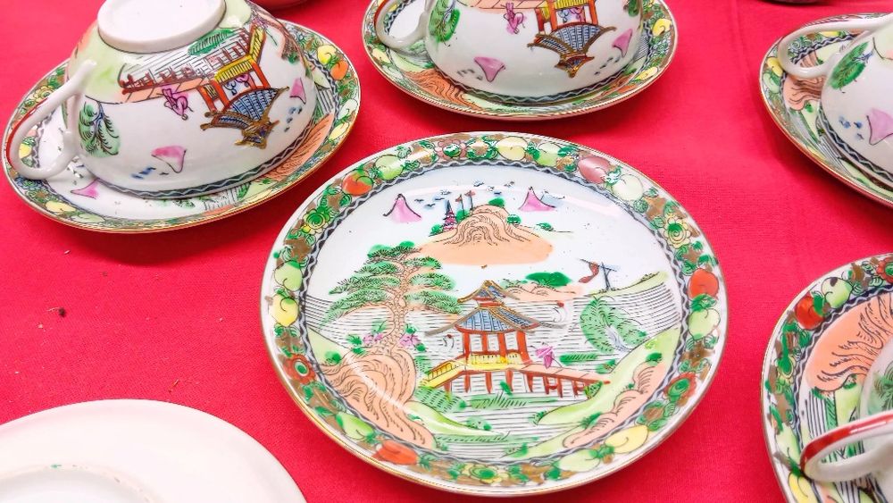 Serviço de chá porcelana de Macau