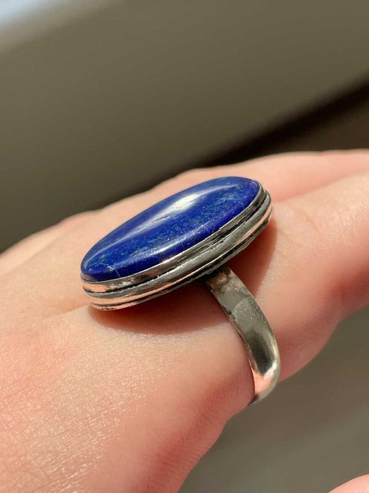 Кольцо с  лазуритом, посеребренное, размер 20.5