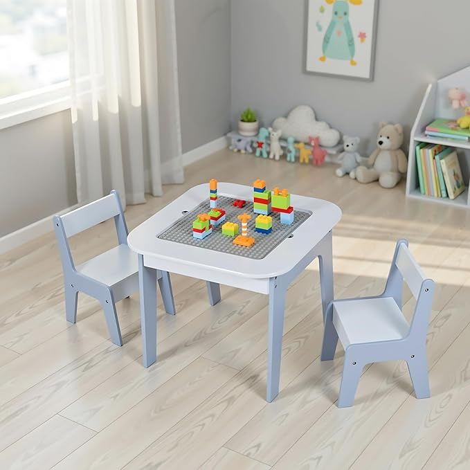 Drewniany stół dla dzieci 4 w 1 Arlopu i 2 krzesełka ze schowkiem