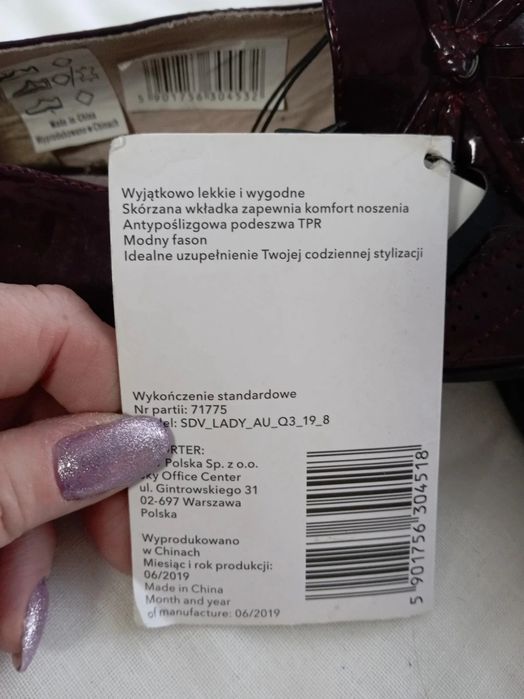 Buty damskie baleriny 37 nowe z metką