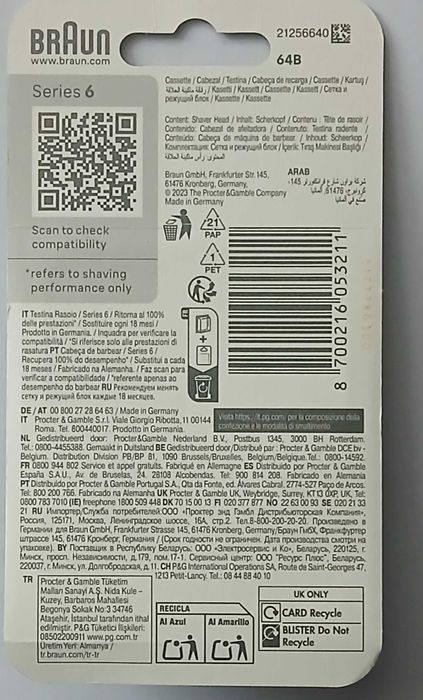 BRAUN 64B do Series 6 Folia i blok ostrzy do golarki*nowa *oryginal