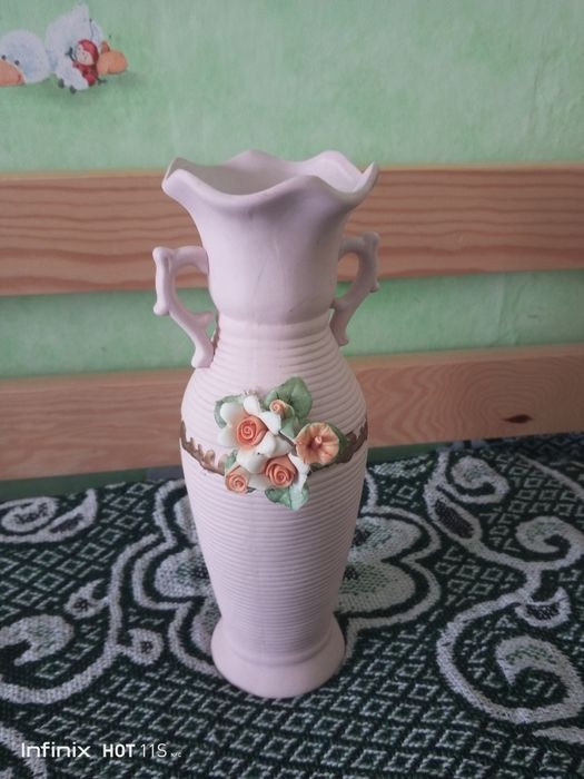 Wazon ceramiczny lata 80 zdobiony