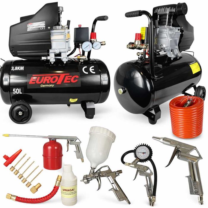 Kompresor olejowy 50L sprężarka z zestawem kit Eurotec
