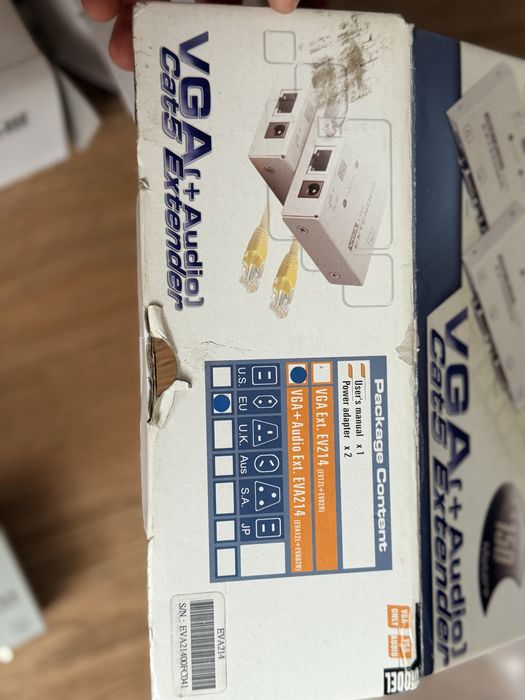 VGA (+ Audio) Cat5 Extender, модель EVA214.