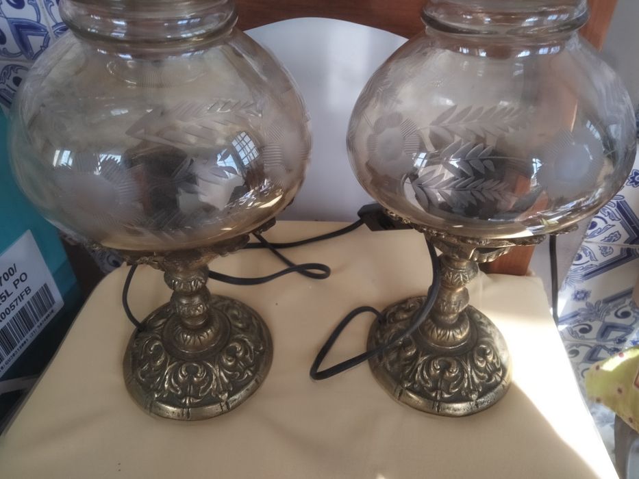 Abajures bronze e cristal