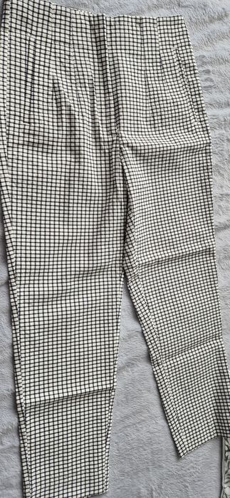 Spodnie Zara L w kratkę wysoki stan