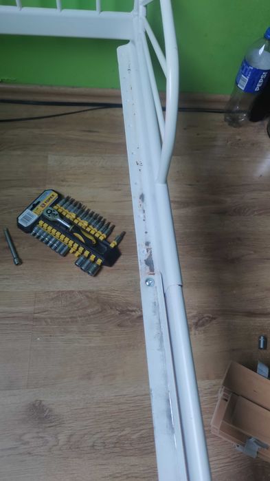 Łóżko Ikea Minnen, regulacja długości, rama metalowa i drewniane dno