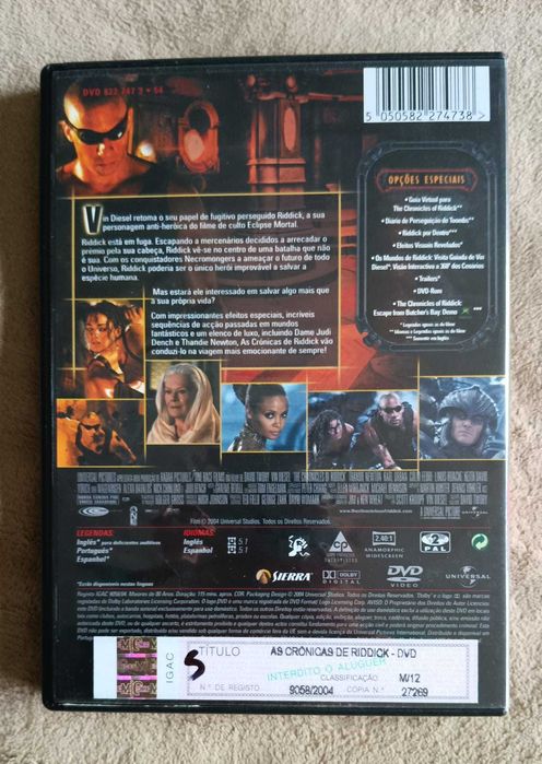DVD As Crónicas de Riddick com Vin Diesel