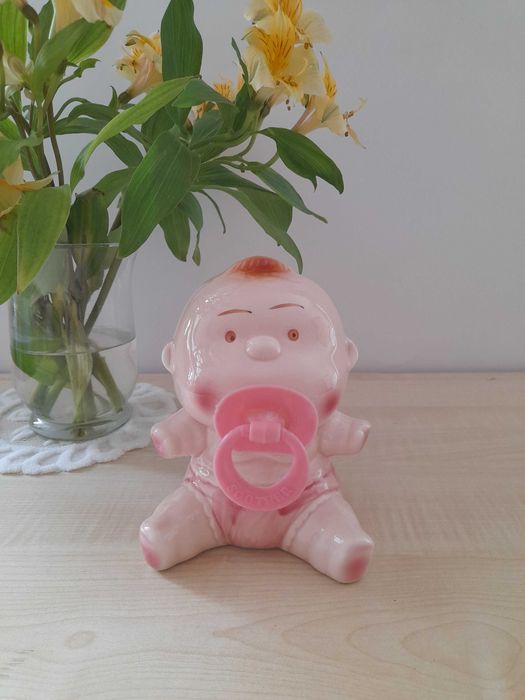 Ceramiczna skarbonka bobas 15cm z lat 70-tych