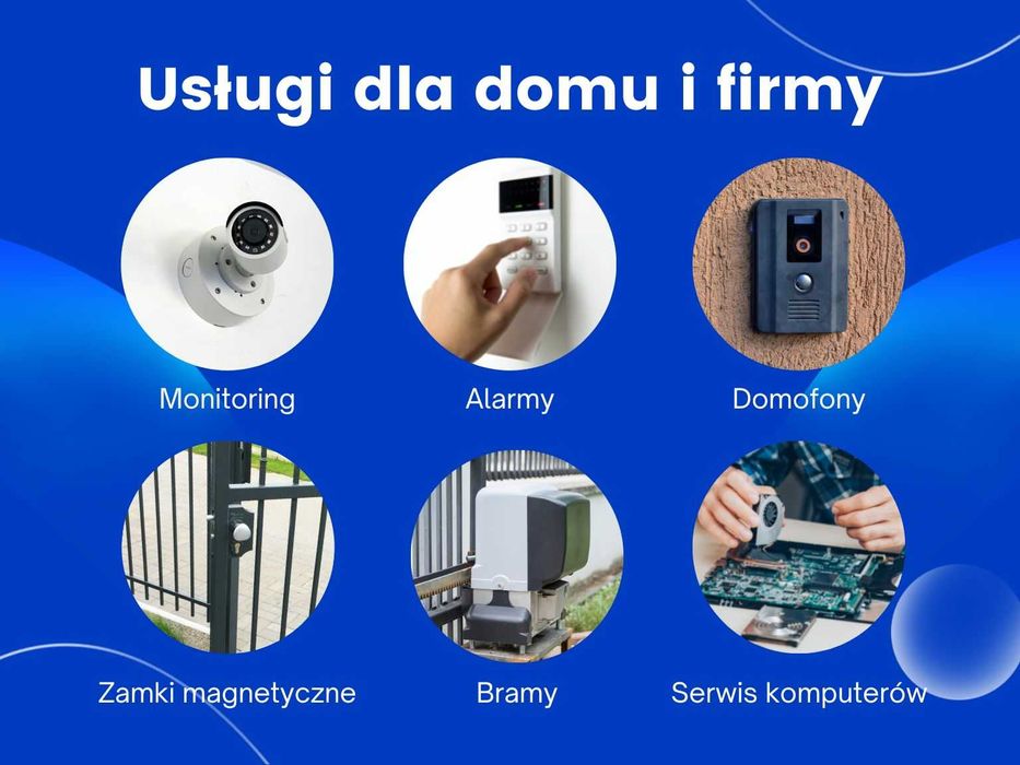 Monitoring Kamery Montaż instalacja Wideodomofony Napędy do bram