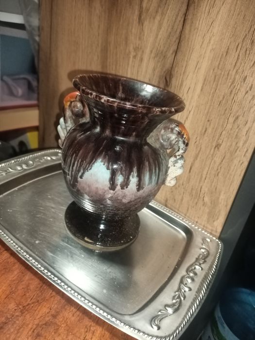 Wazon vintage z polewą uranowa