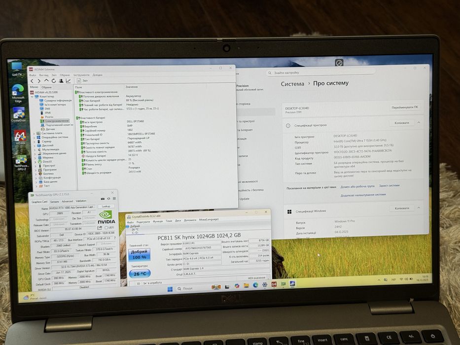 Dell Precision 3591 Workstation ultra 7 155h 32GB RTX a1000 1TB SSD