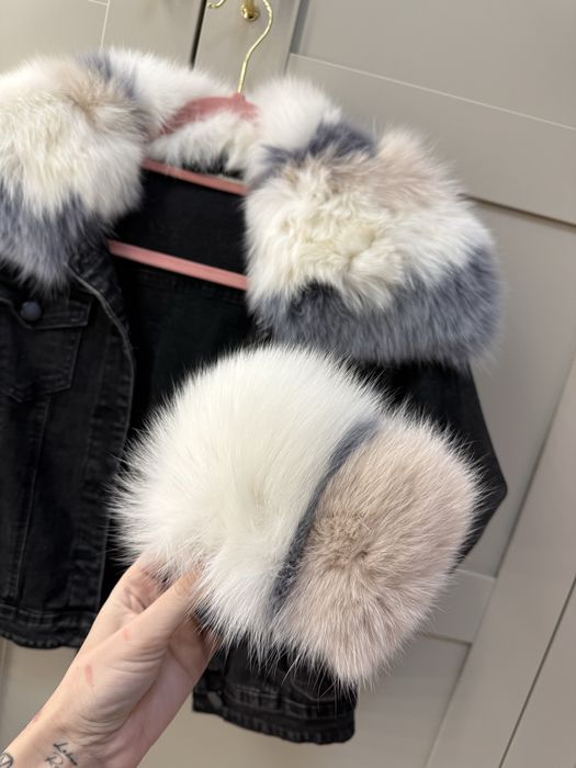 Katana z futrem szara